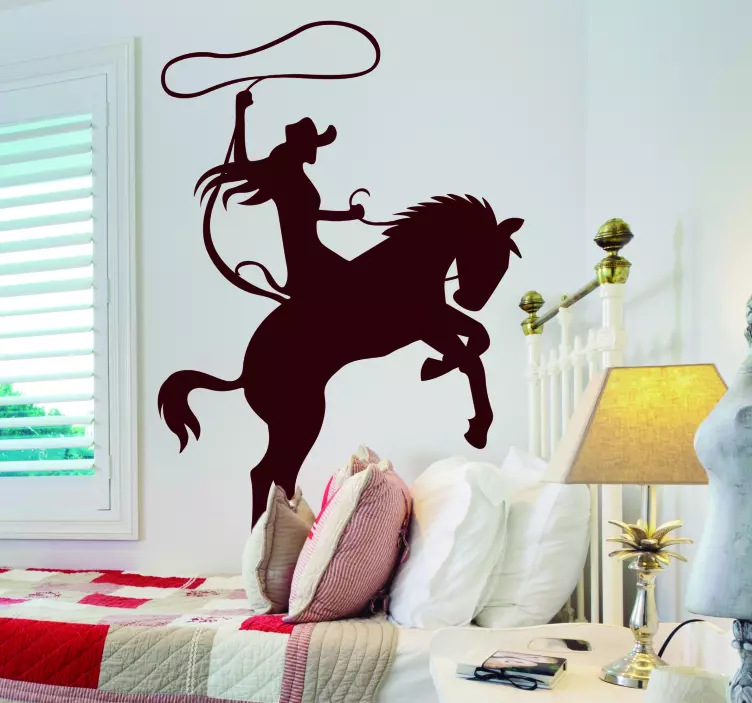 Adesivo calcio cowgirl che lega il cavallo - TenStickers