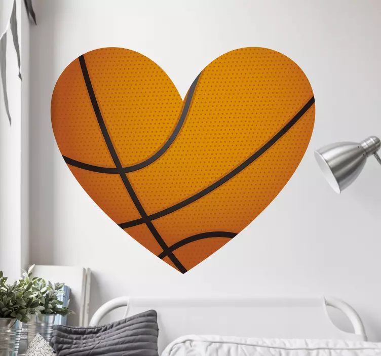 Adesivo calcio forma di cuore da basket - TenStickers