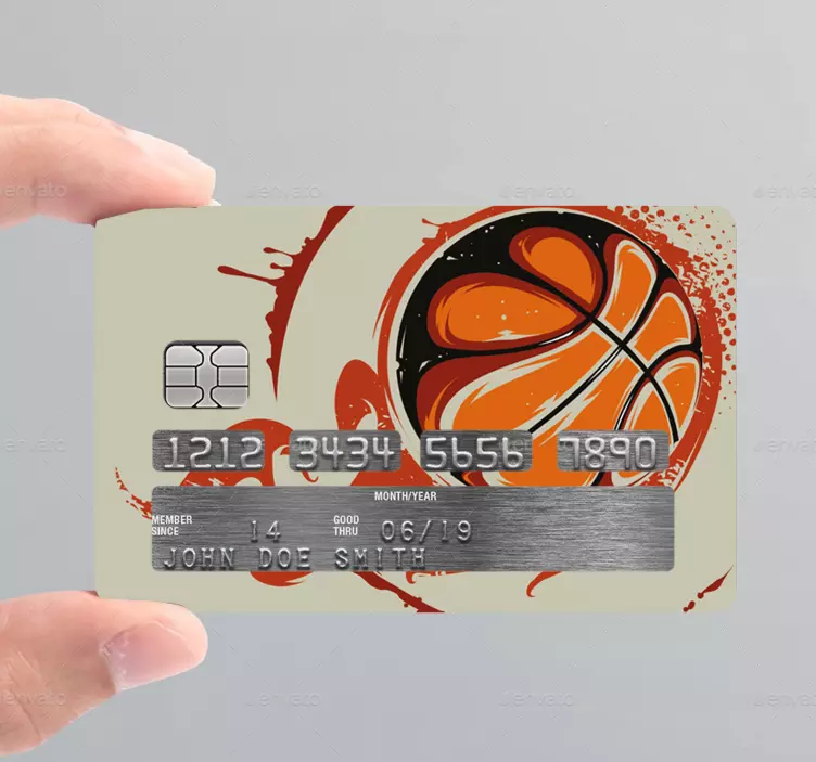 Adesivo carta di credito disegno a schizzi di basket - TenStickers