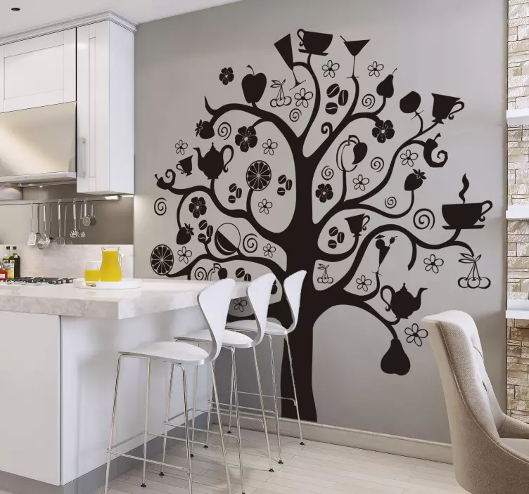 Adesivo decorativo per cucina albero cameriere - TenStickers