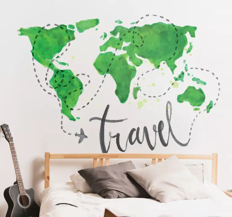 Adesivo decorativo mappamondo travel - TenStickers