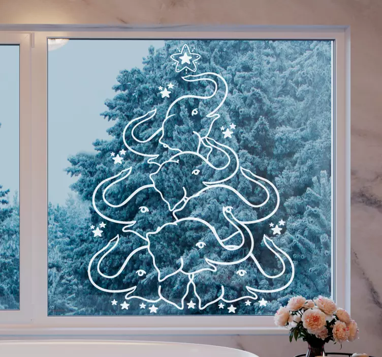 Adesivo natale design albero elefante - TenStickers