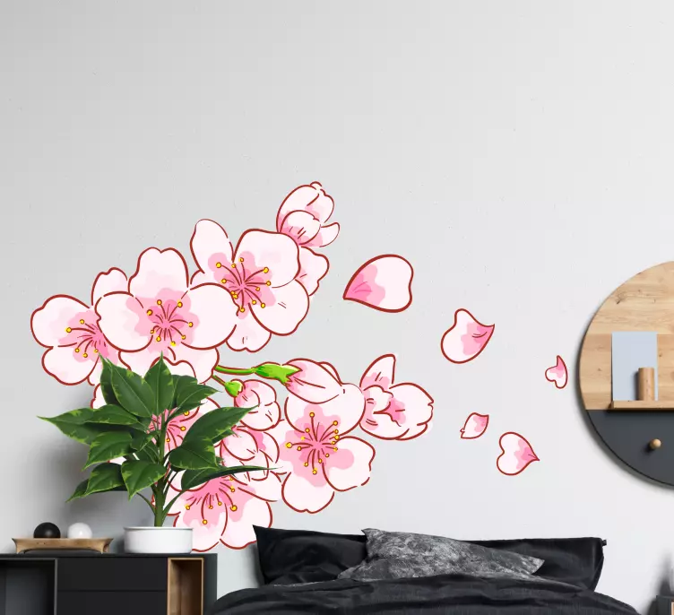 Adesivo fiore stelo di fiore di sakura - TenStickers