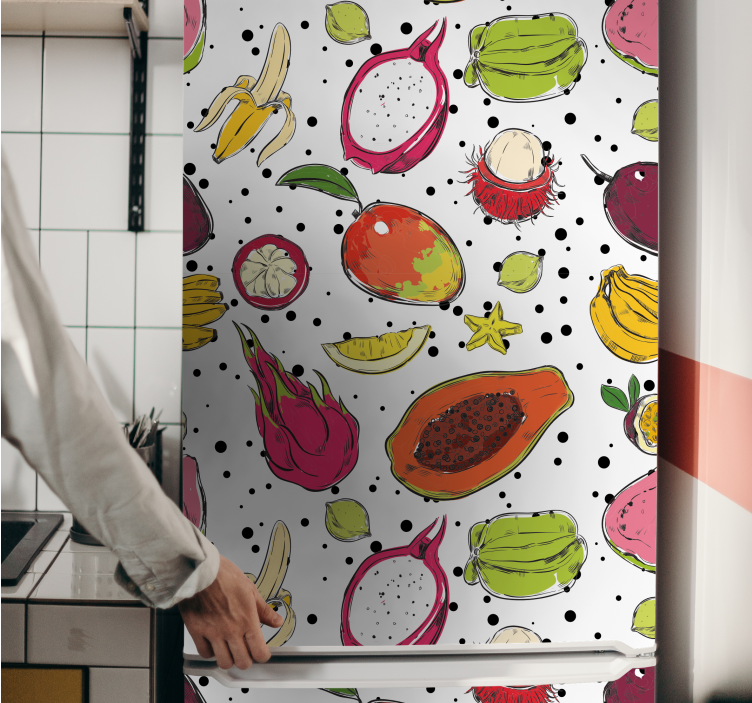 Adesivo per frigo modello di frutta tropicale - TenStickers