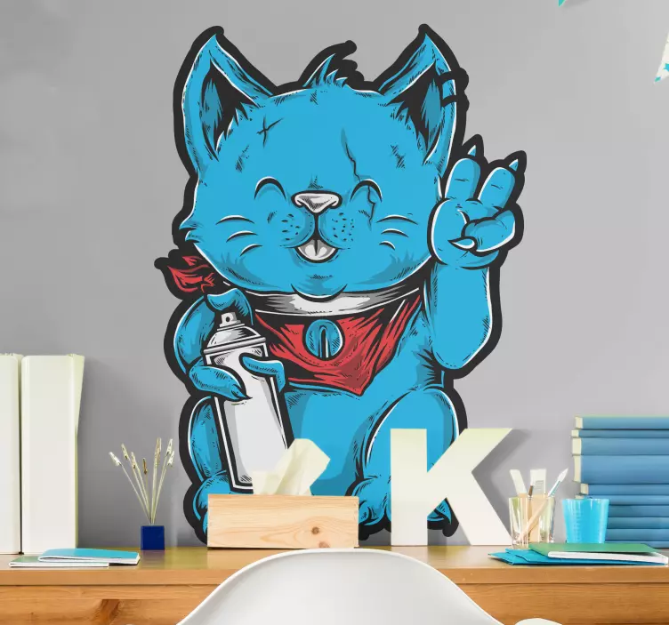 Adesivo gatto blu giocoso - TenStickers