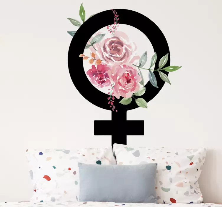 Adesivo murale simbolo femminile con fiori - TenStickers