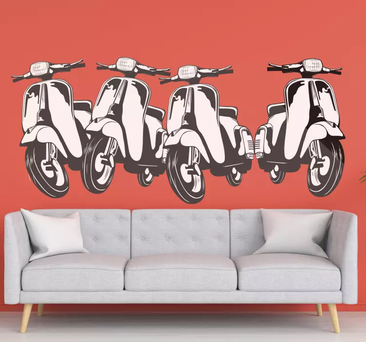 Adesivo motore trio di scooter retrò - TenStickers