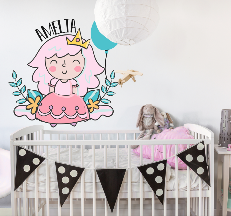Adesivo bambino principessa personalizzabile - TenStickers