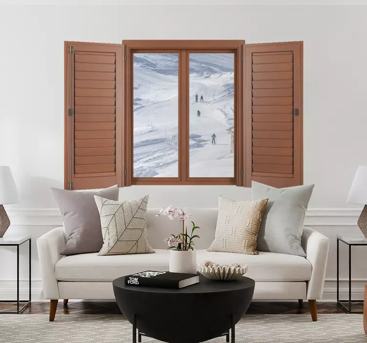 Adesivo illusione finestra vista montagna - TenStickers