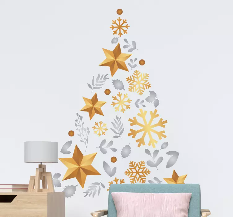 Sticker murale composizione albero di Natale - TenStickers