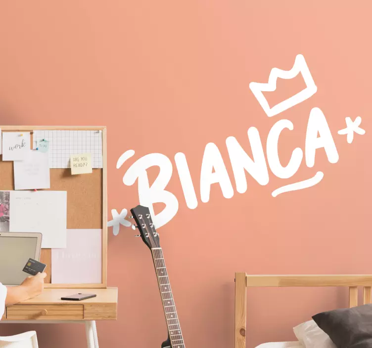 Adesivo murale ragazzi corona con nome personalizzato - TenStickers