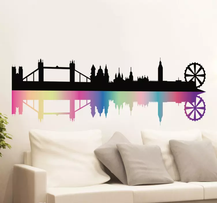 Adesivo murale Skyline Londra Arcobaleno - TenStickers