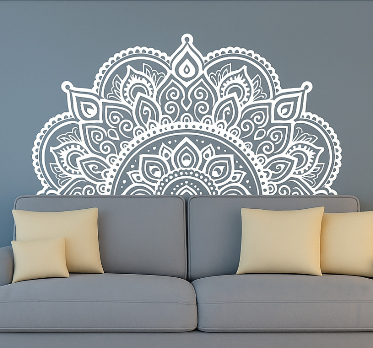 Adesivo murale soggiorno disegno di mezzo mandala - TenStickers