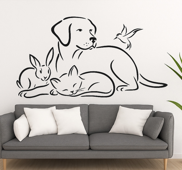 Adesivo murale soggiorno sticker da parete per animali domestici - TenStickers