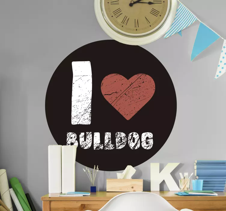 Adesivi animali per bambini amo il bulldog - TenStickers