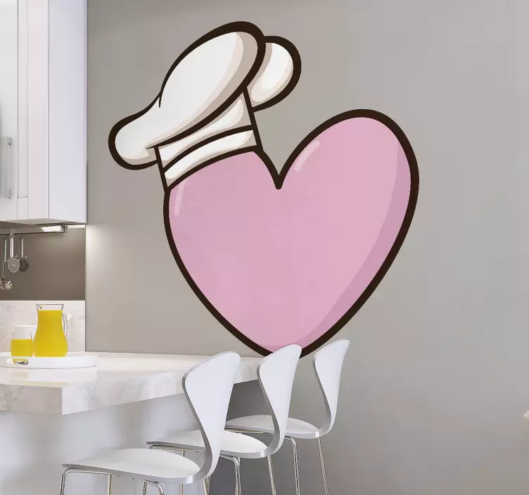 Adesivi animali per bambini cuore con cappello da chef - TenStickers