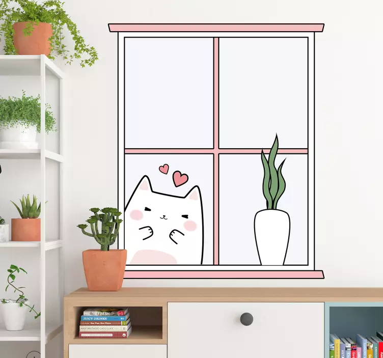 Adesivi animali per bambini finestra con gatto carino - TenStickers