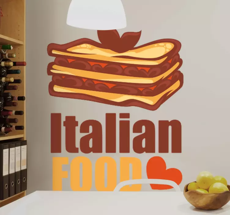 Adesivi animali per bambini lasagna italiana gourmet - TenStickers