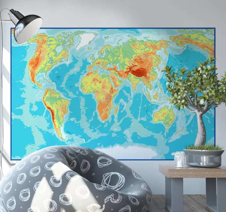 Adesivi animali per bambini mappa globale vibrante - TenStickers