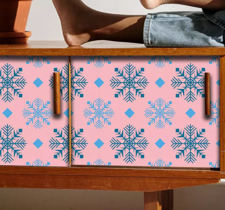 Adesivo natale motivo fiocco di neve rosa - TenStickers