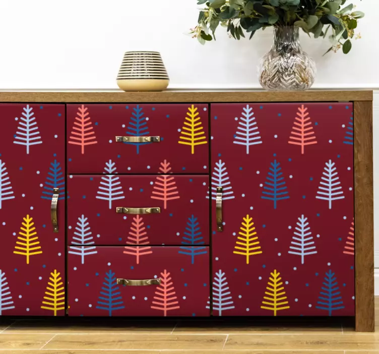 Adesivo natale motivo colorato di pini - TenStickers