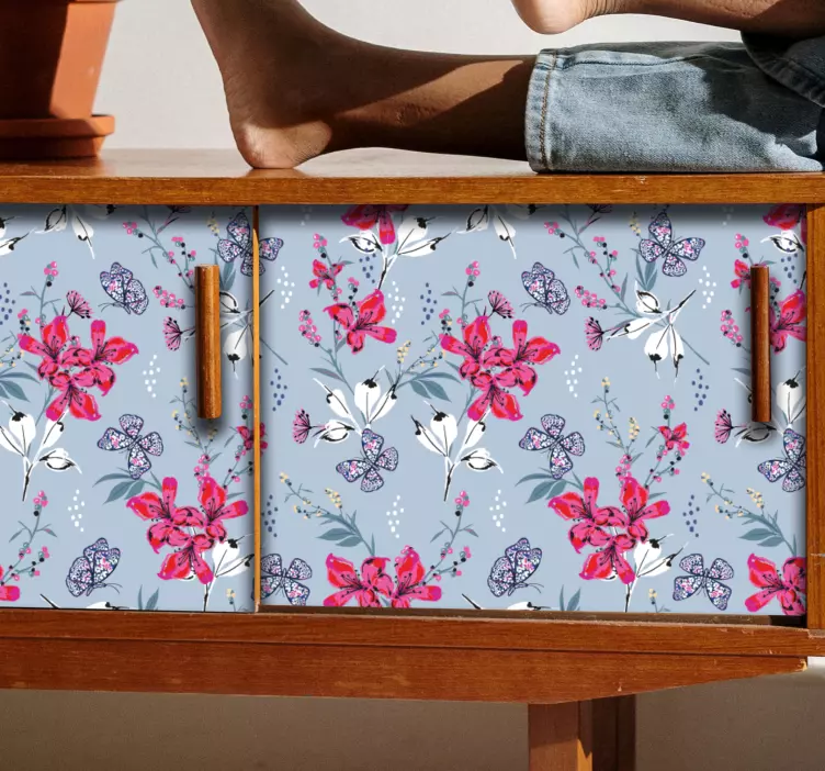 Adesivi animali per bambini motivo floreale con farfalle - TenStickers