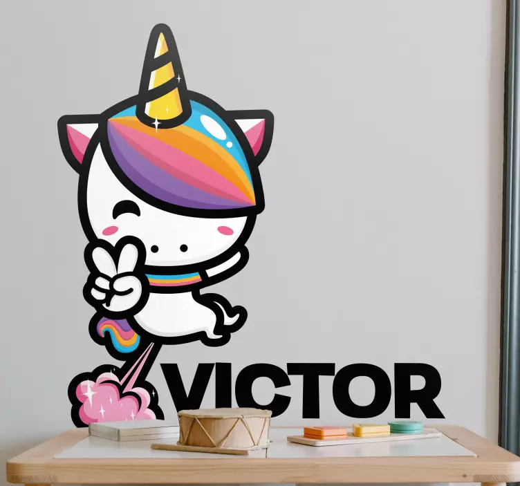 Adesivo per bambini unicorno fantastico con nome - TenStickers
