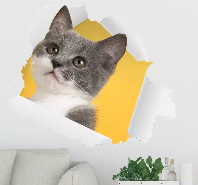 Adesivi animali per bambini ritratto di gatto giocoso - TenStickers
