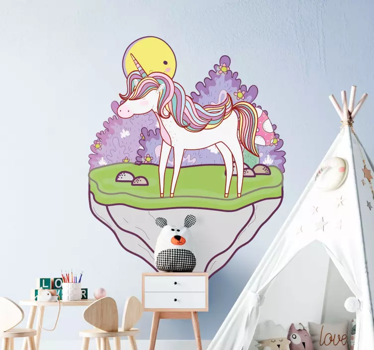 Adesivi animali per bambini scena magica dell'unicorno - TenStickers