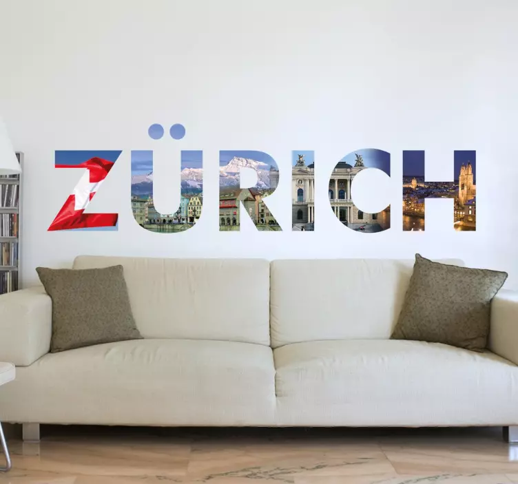 Adesivo murale Zurigo con foto - TenStickers