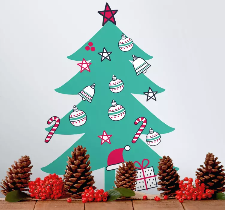 Adesivo natale albero festivo colorato - TenStickers