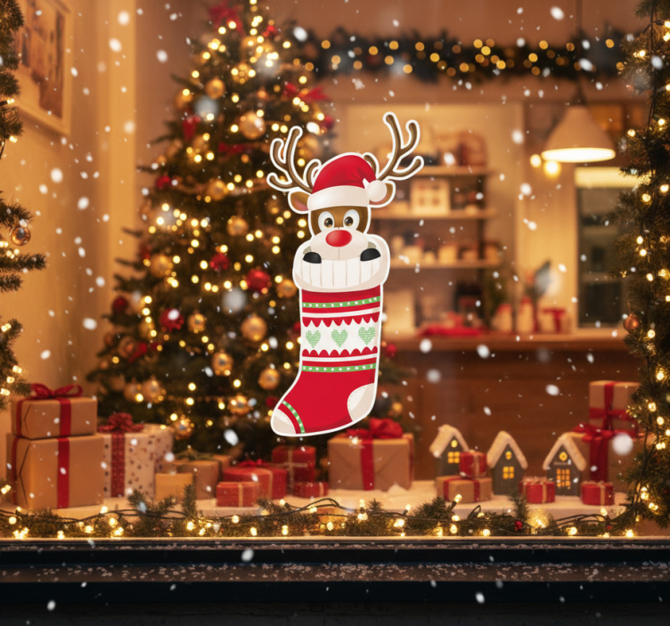 Adesivo natale calza renna - TenStickers