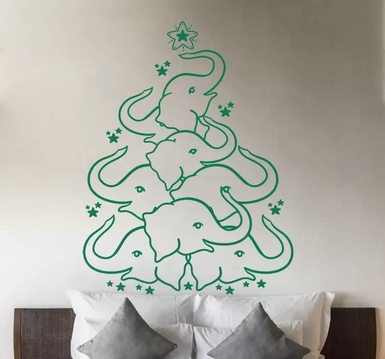 Adesivo natale decorazione albero elefante - TenStickers