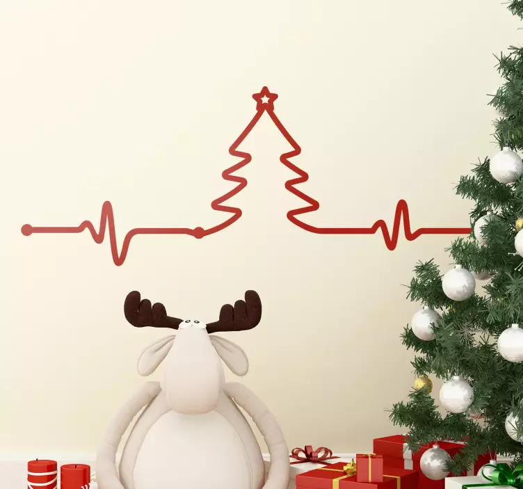 Adesivo natalizio elettrocardiogamma albero - TenStickers