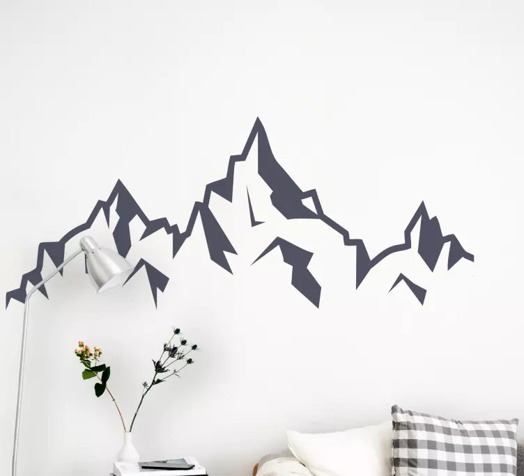 Adesivo natura design silhouette montagna - TenStickers