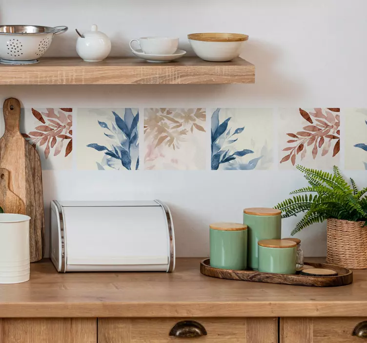 Adesivo per piastrelle motivo floreale ad acquerello - TenStickers