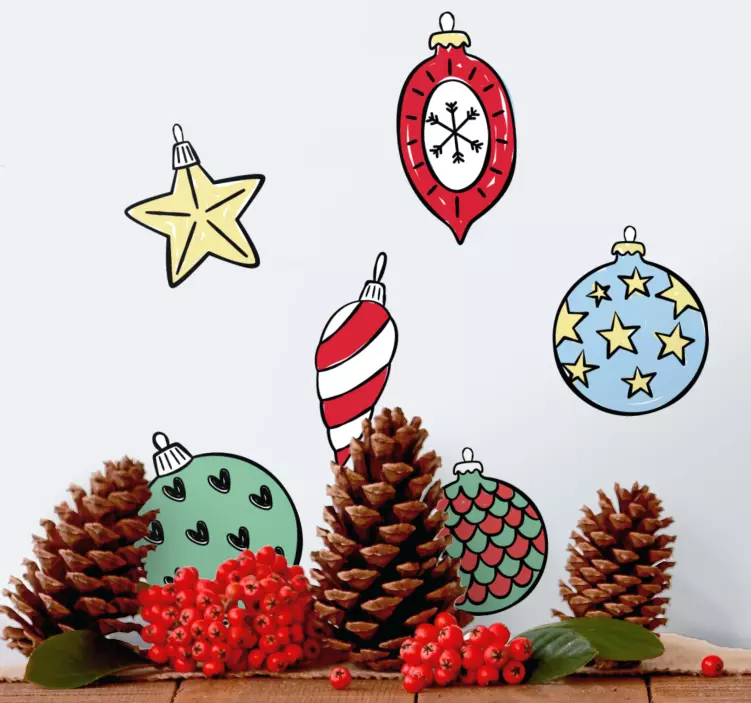 Adesivo natale decorazioni festive colorate - TenStickers