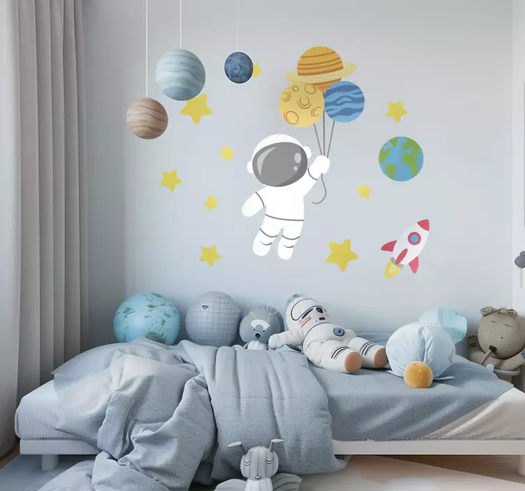 Adesivo murale spazio astronauta per bambini - TenStickers