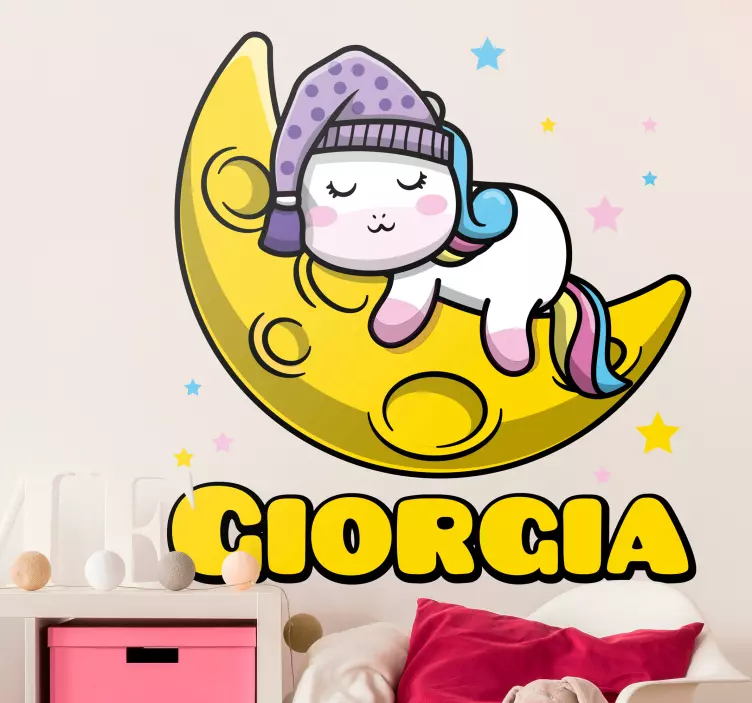 Adesivo per bambini carino unicorno addormentato - TenStickers