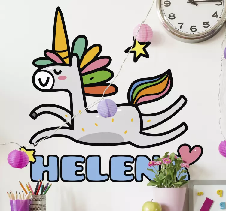 Adesivo per bambini carino unicorno che corre - TenStickers