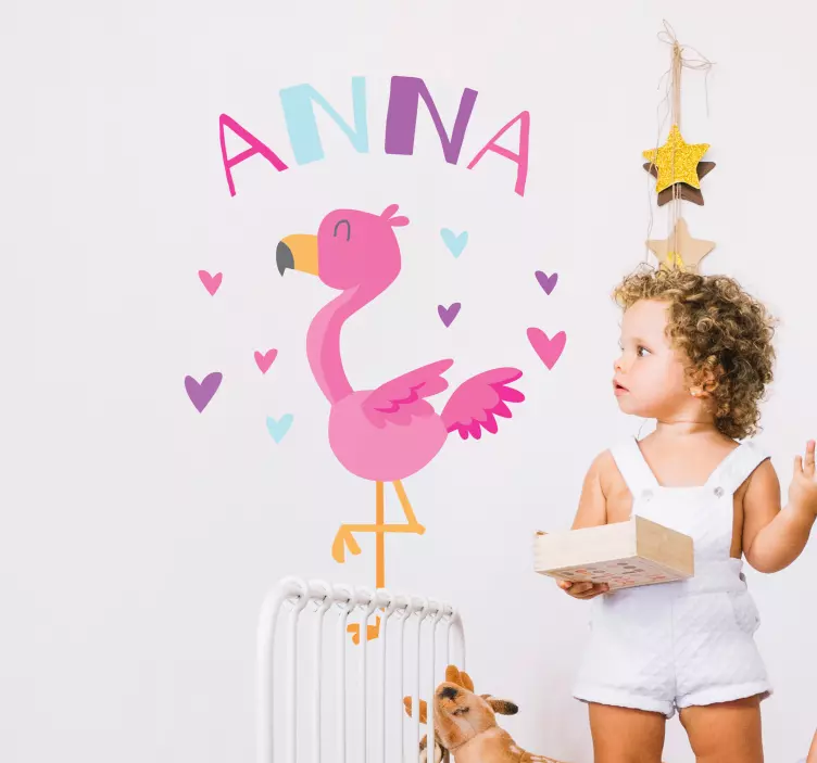 Adesivo per bambini design personalizzato fenicottero - TenStickers