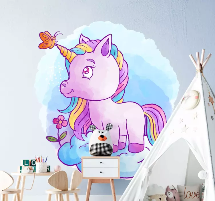 Adesivo per bambini fantasia stravagante dell'unicorno - TenStickers
