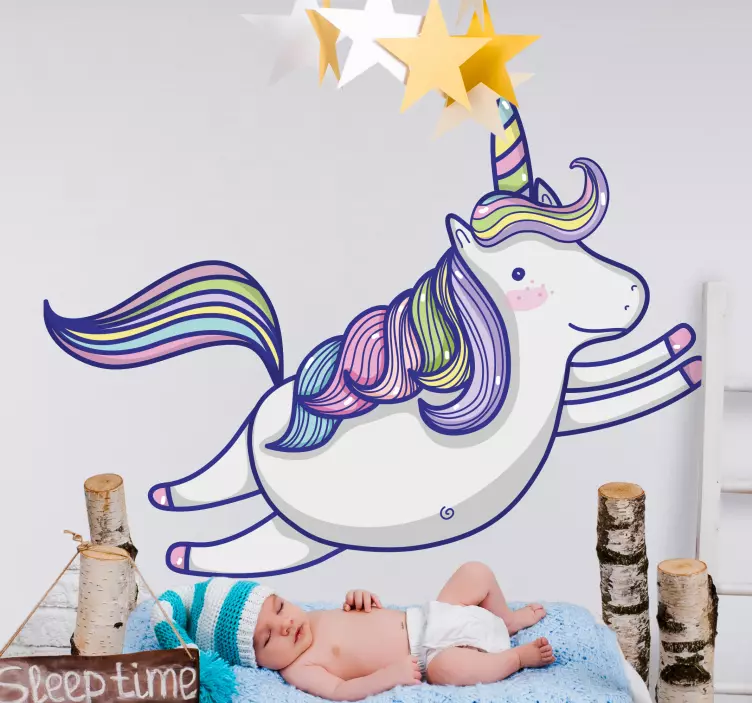 Adesivo per bambini illustrazione di unicorno giocoso - TenStickers