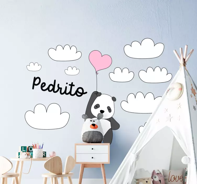 Adesivo per bambini panda con palloncino - TenStickers