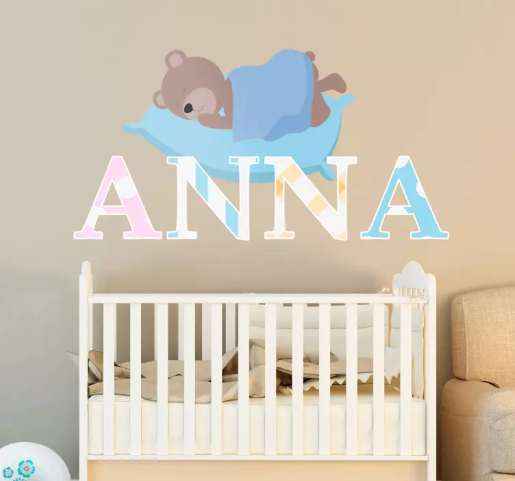 Adesivo per bambini personaggio dell'orso addormentato - TenStickers