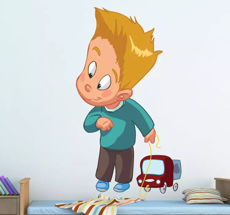 Adesivo per bambini ragazzo giocoso che tira un giocattolo - TenStickers