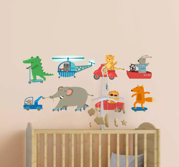 Adesivo per bambini scena di avventura animale - TenStickers