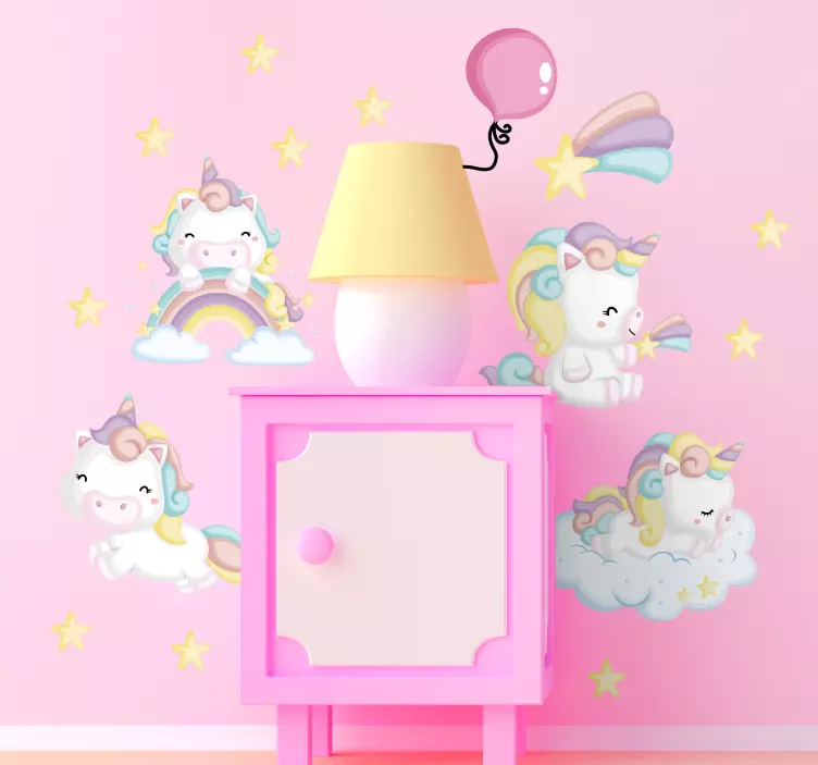 Adesivo per bambini simpatici personaggi unicorno - TenStickers