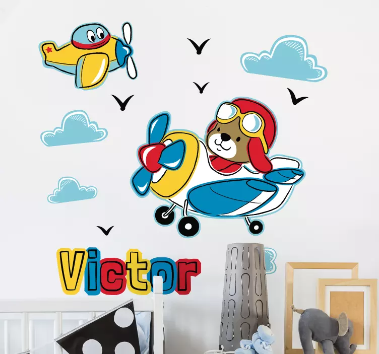 Adesivo per bambini simpatico personaggio pilota - TenStickers