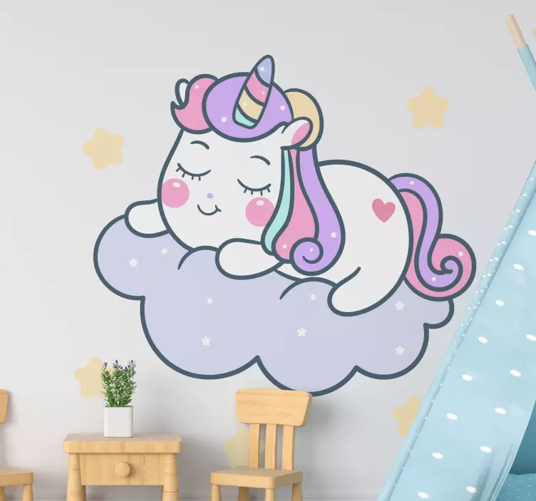 Adesivo per bambini unicorno addormentato adorabile - TenStickers
